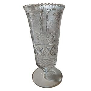 Duncan Miller Sandwich Glass Vase Footed Pedestal‎ Large 9.5 Inch Granny Core